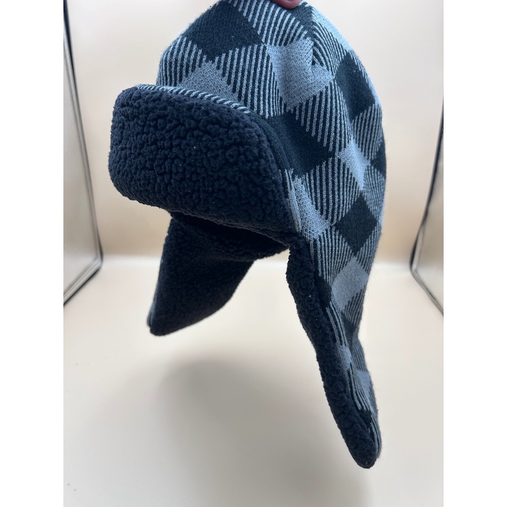 Lee Mens Buffalo Plaid Trapper Hat Grey Black Sherpa Lined Ear Flap Winter Cap